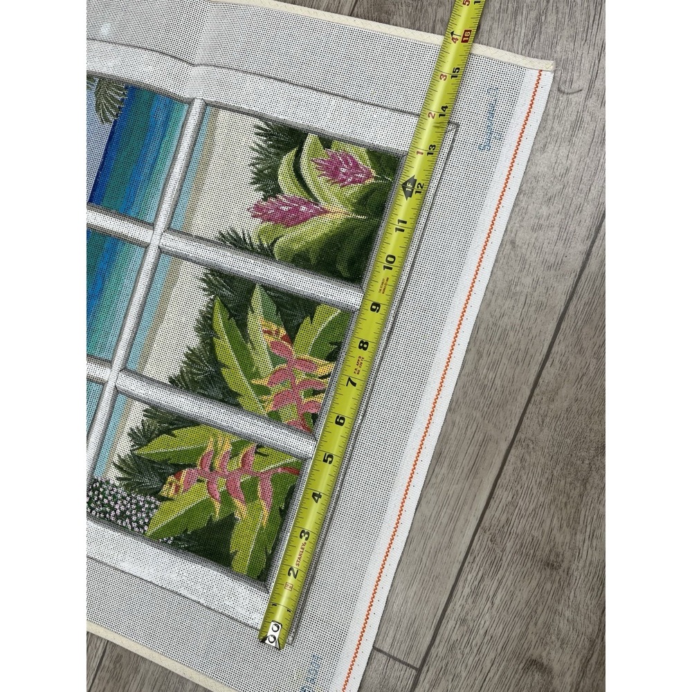 Suzanne Handpainted HP Needlepoint Canvas - Tropical Beach Window View - Picture 8 of 10
